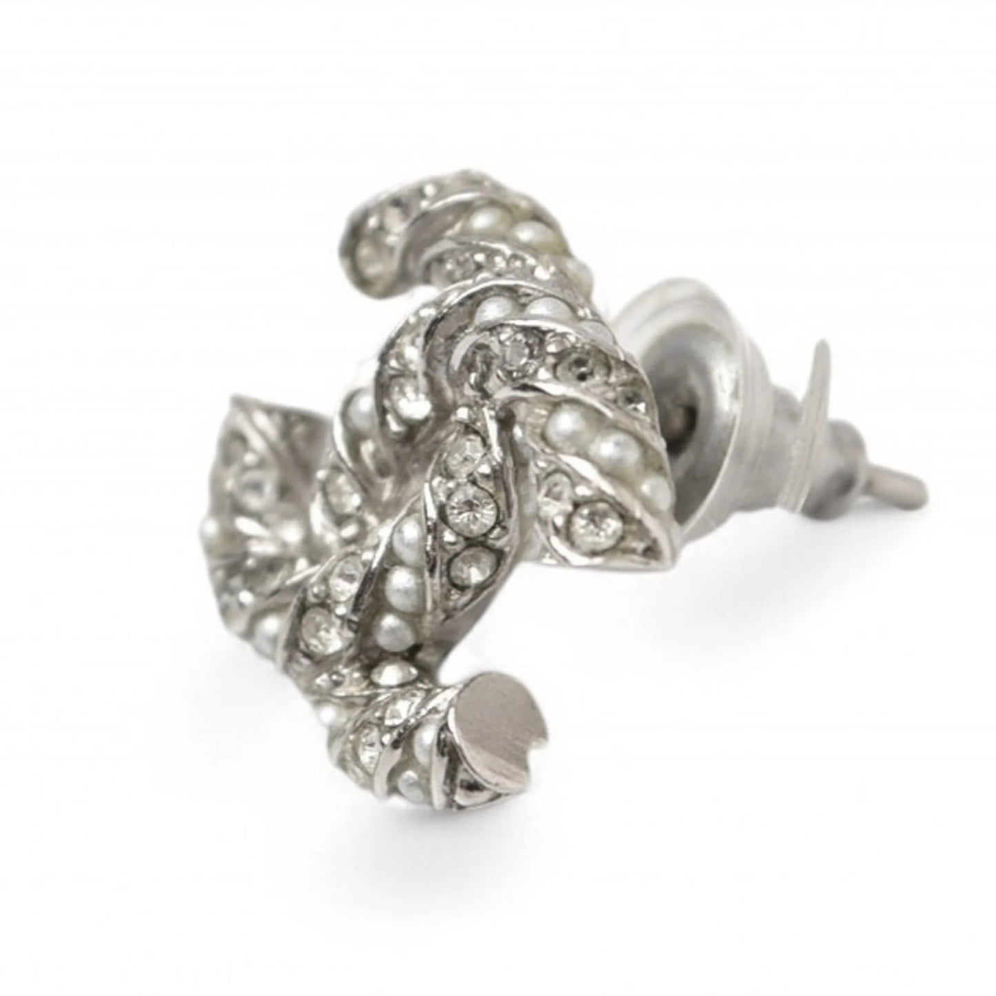 CHANEL earrings Coco Mark CC rhinestone pearl motif 18