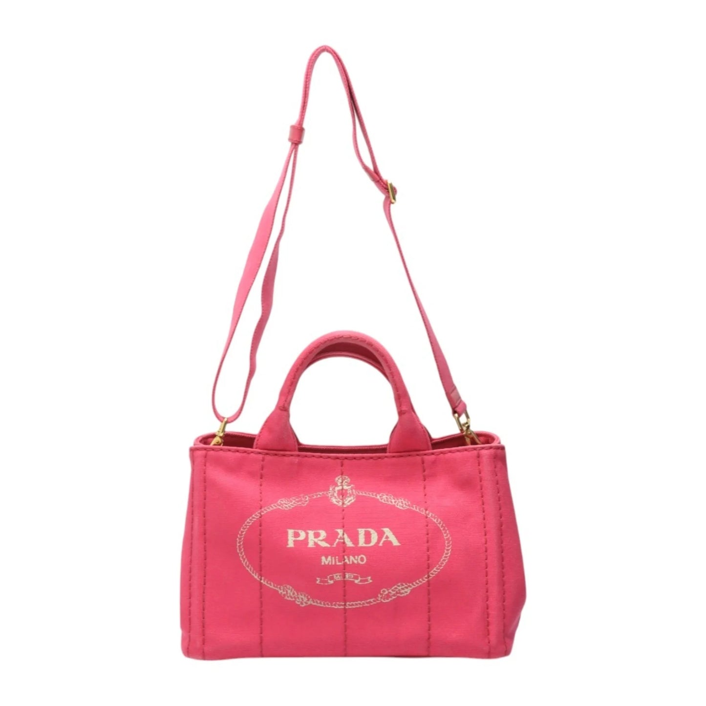 PRADA Canvas Canapa Tote Cotton Denim B2439G Pink 2-way Bag