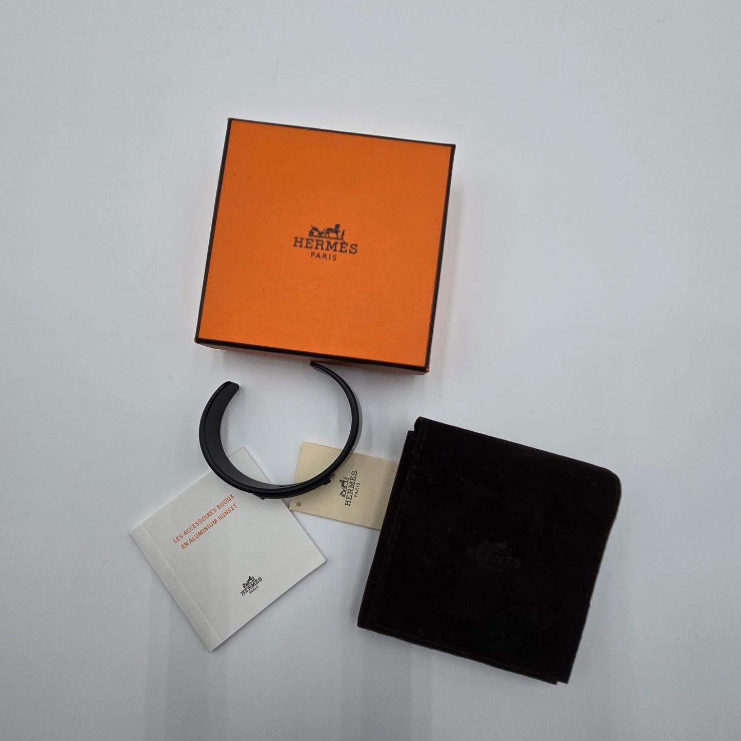 Hermes Kelly Aluminum Bangle Cuff Bracelet Black