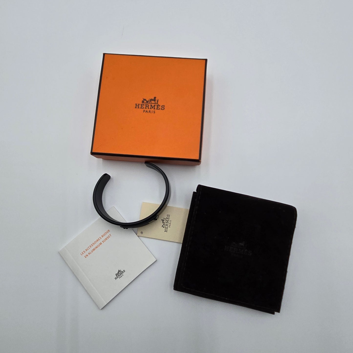 Hermes Kelly Aluminum Bangle Cuff Bracelet Black