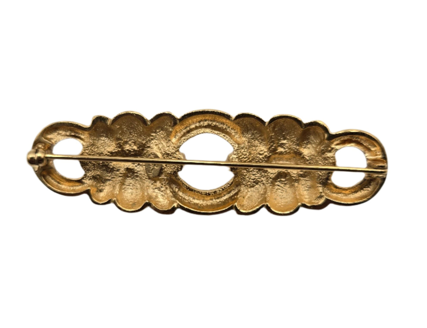 Givenchy Vintage Brooch Pin Brushed Gold Bar Linked Textured - VINTAGE 1980s
