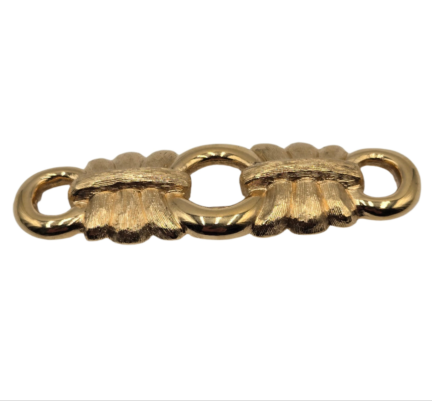 Givenchy Vintage Brooch Pin Brushed Gold Bar Linked Textured - VINTAGE 1980s