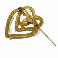 CHANEL Coco Mark Double Heart 95P Brooch