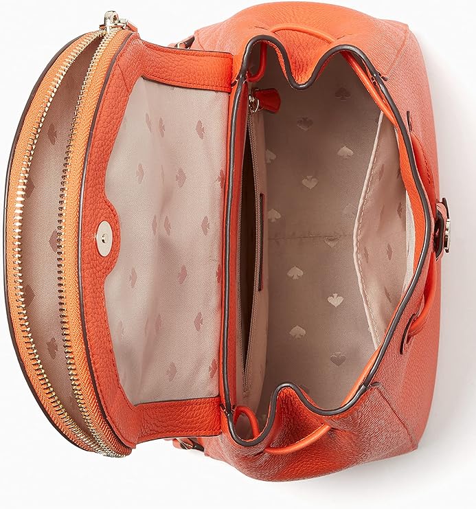 Kate Spade Leila Medium Flap Pebbled Leather Backpack, Coral - New with Tags