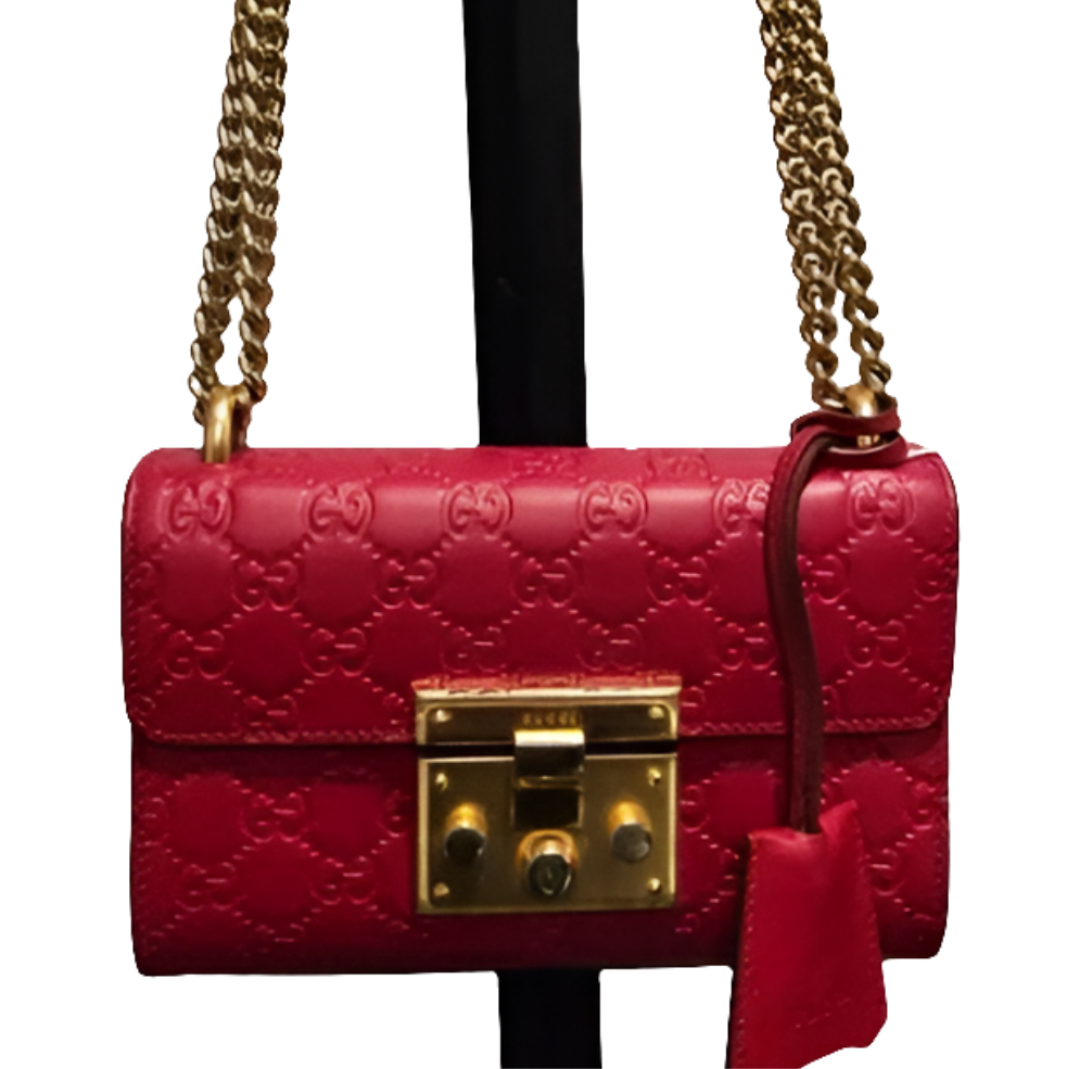 Gucci Red Padlock Guccissima 2-way Bag