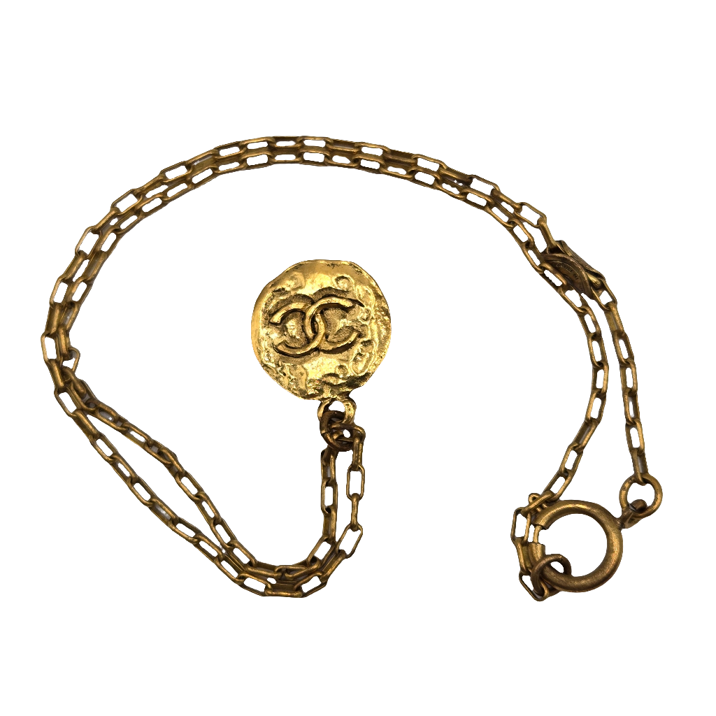 CHANEL Coco Mark GP Round Gold Necklace