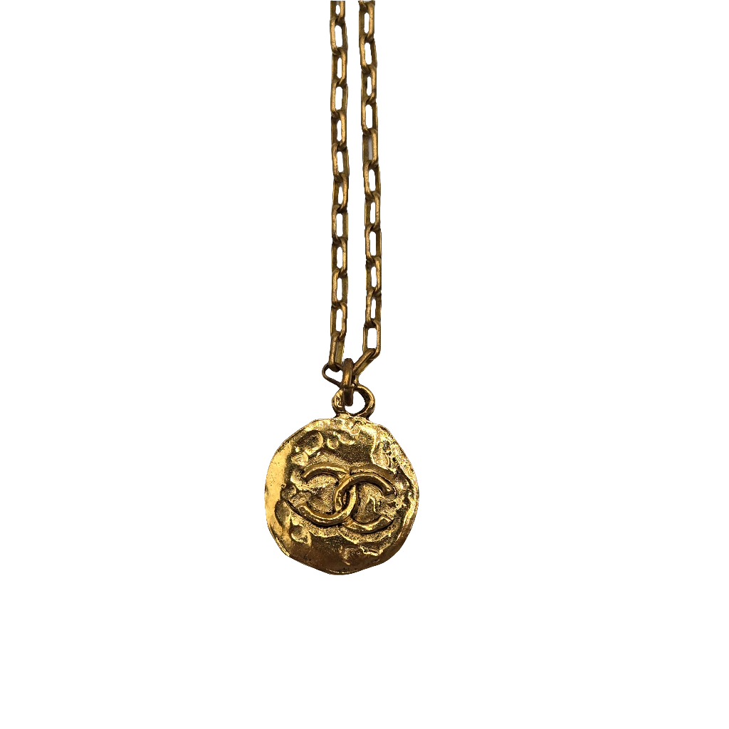 CHANEL Coco Mark GP Round Gold Necklace