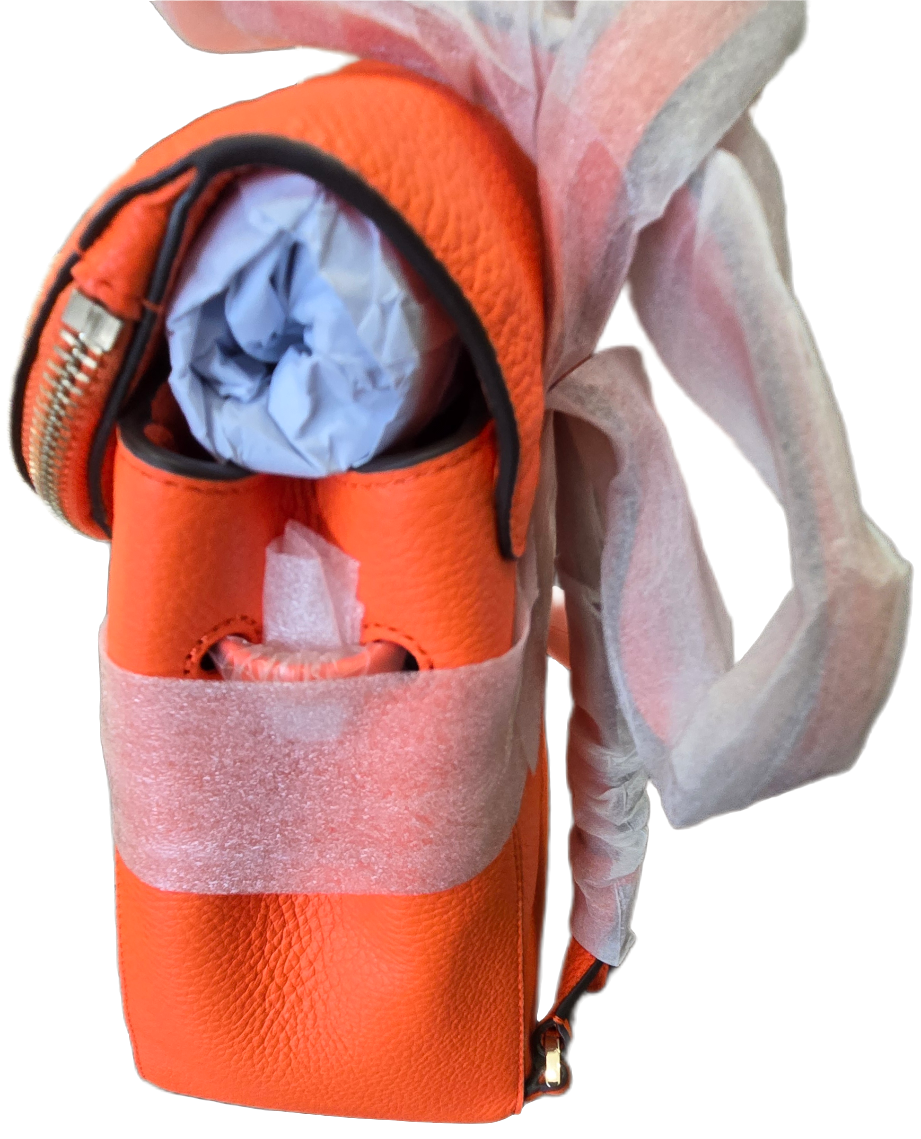 Kate Spade Leila Medium Flap Pebbled Leather Backpack, Coral - New with Tags
