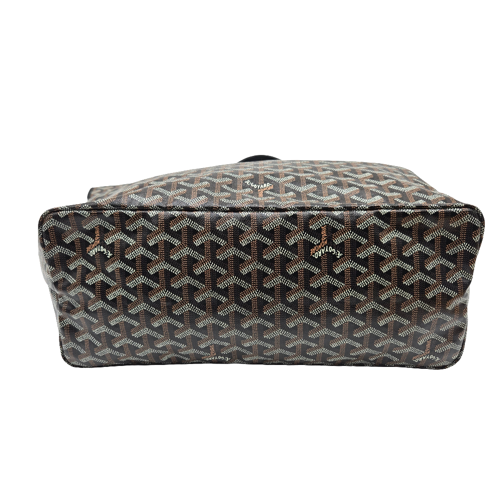 GOYARD Saint Louis PM Tote Bag Leather Herringbone Black Silver Hardware- NEW
