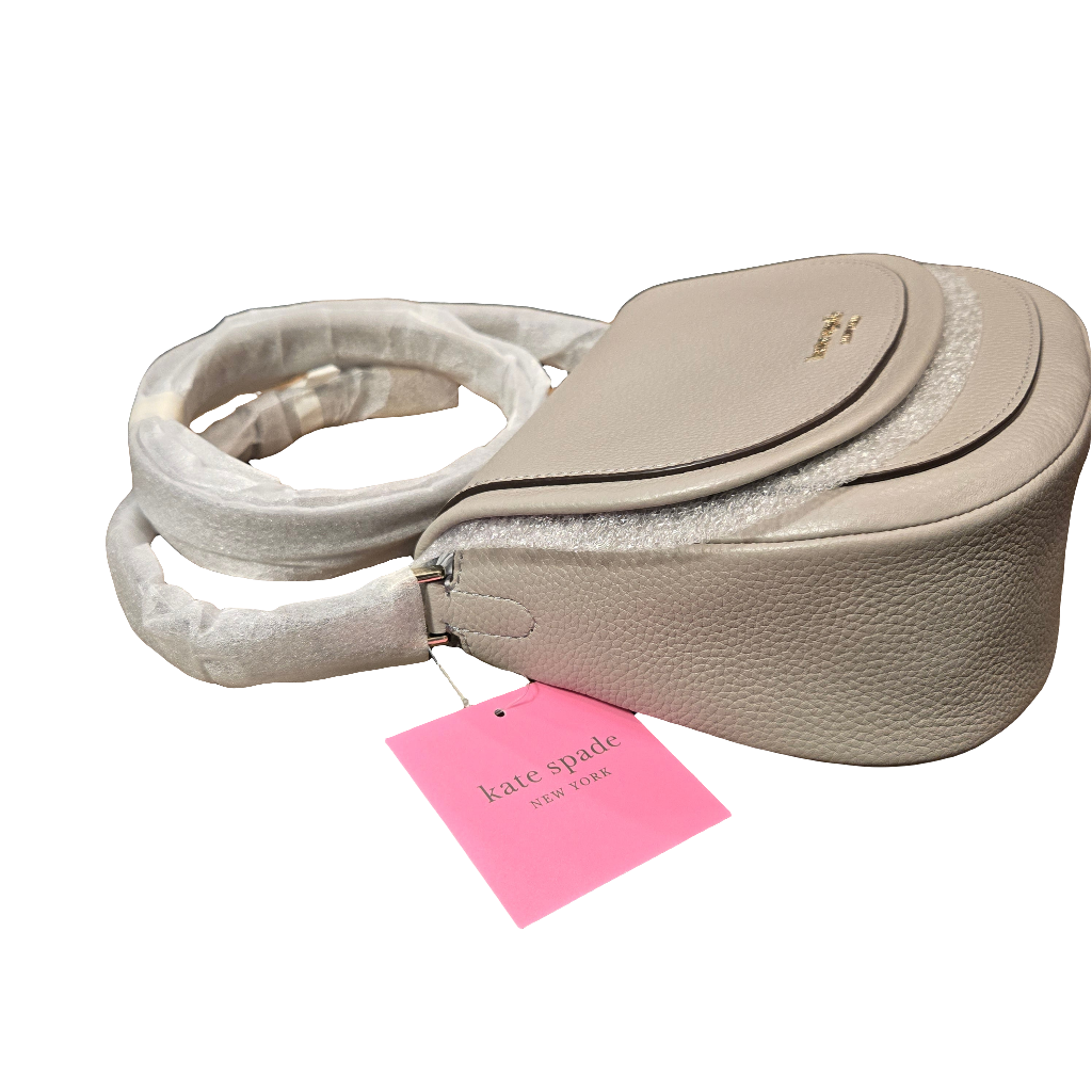 Kate Spade Roulette Pebbled Leather Small Saddle Bag - Taupe / NEW WITH TAGS