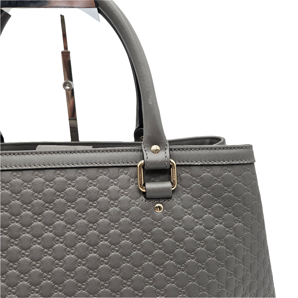 GUCCI Micro Guccissima Tote Bag Handbag Shoulder Leather Grey 510291