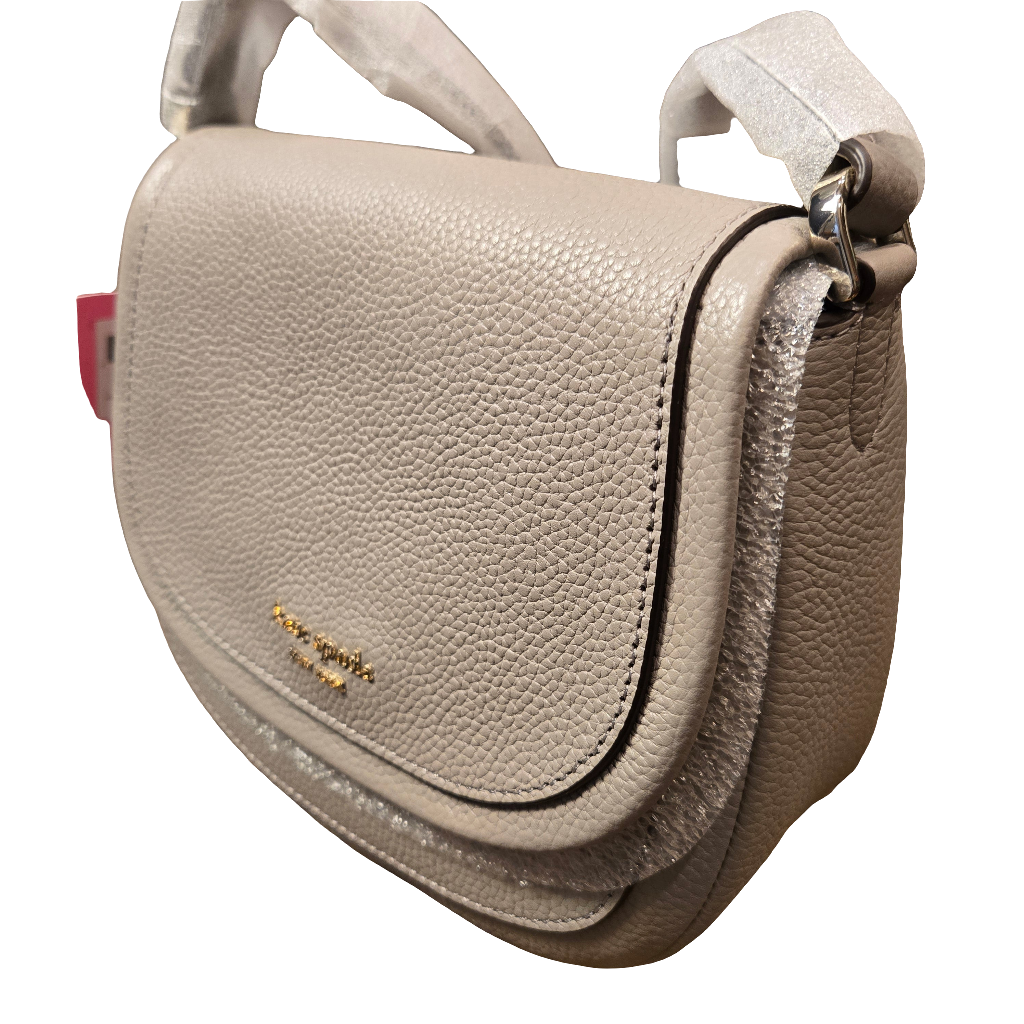 Kate Spade Roulette Pebbled Leather Small Saddle Bag - Taupe / NEW WITH TAGS