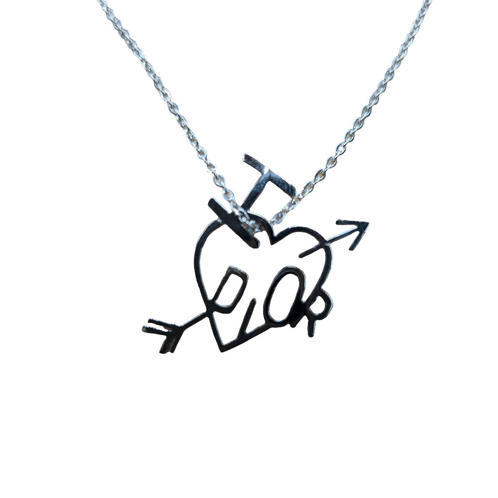 Christian Dior Necklace Heart Arrow Metal Silver - Like New