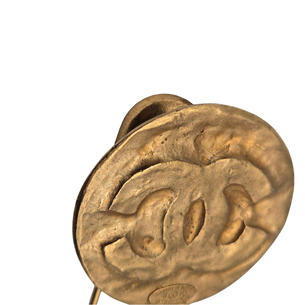 Chanel Preloved CC Gold Medallion Brooch