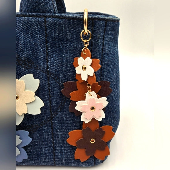 Cherry Blossom Leather Keychain
