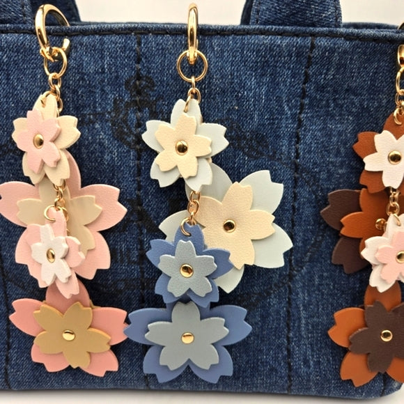 Cherry Blossom Leather Keychain