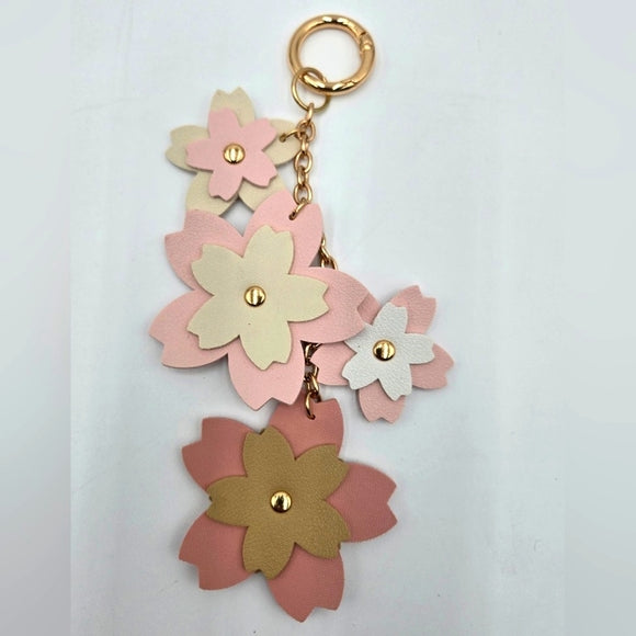 Cherry Blossom Leather Keychain