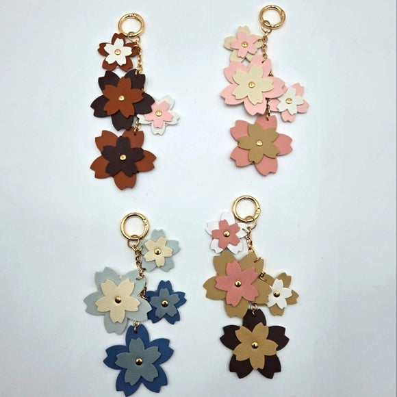 Cherry Blossom Leather Keychain