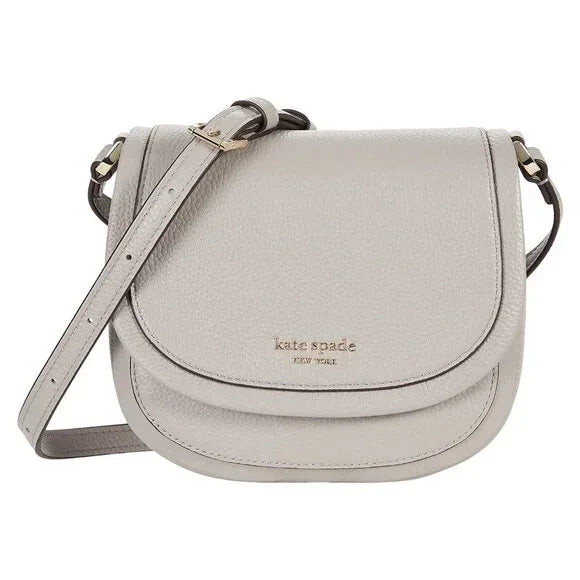 Kate Spade Roulette Pebbled Leather Small Saddle Bag - Taupe / NEW WITH TAGS