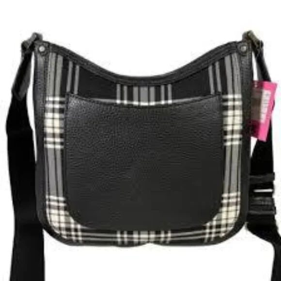Kate Spade New York Roulette Plaid Medium Messenger Black Multi
