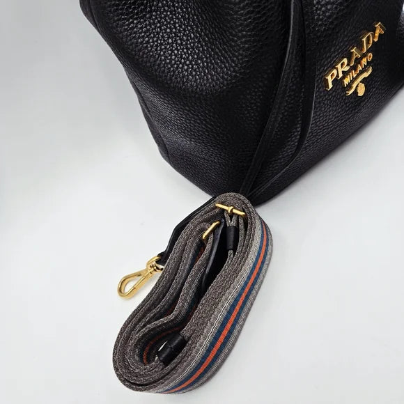 PRADA Bucket Bag / Shoulder 1BE018 Black Leather