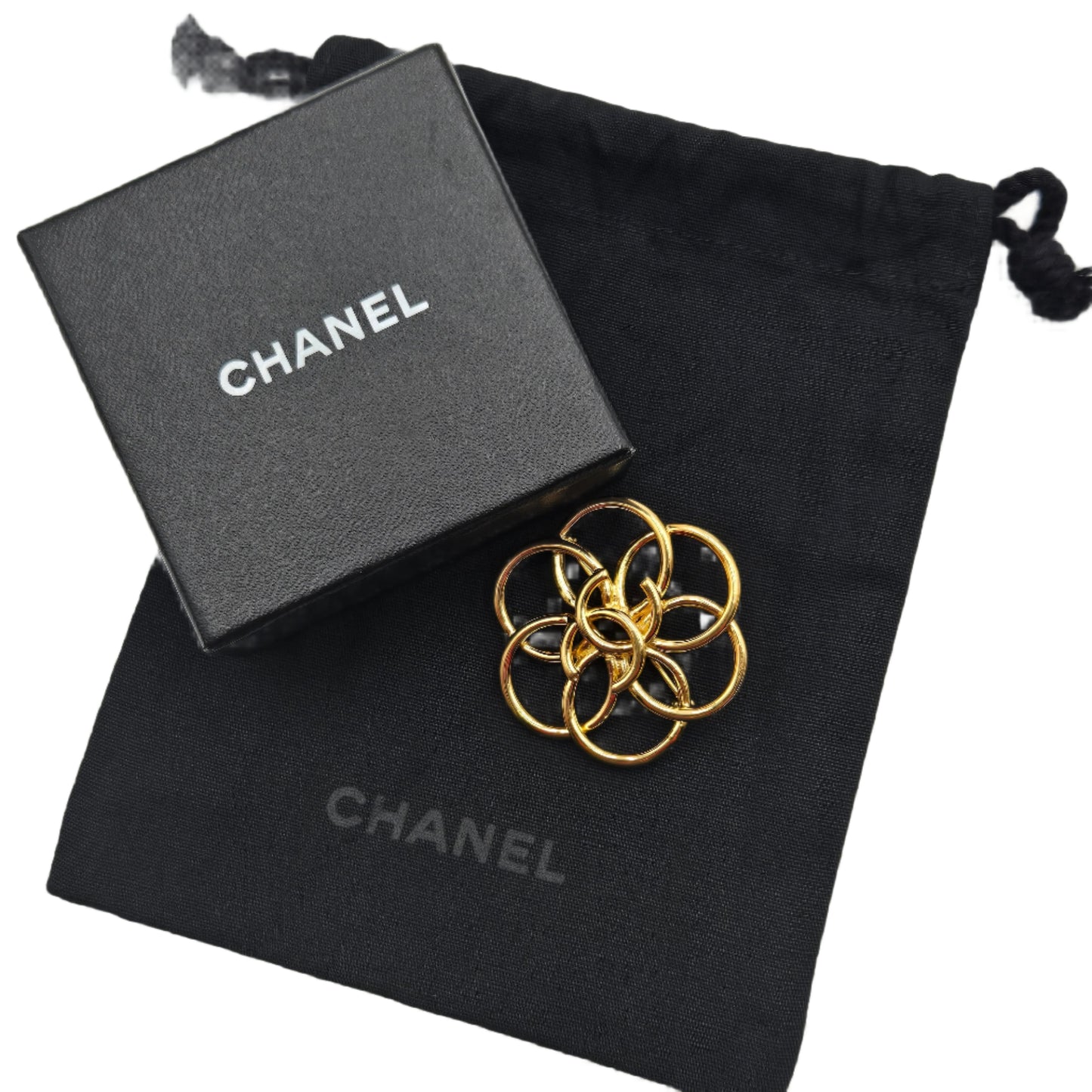 Chanel Flower Brooch Centered with CC Logo, 1996