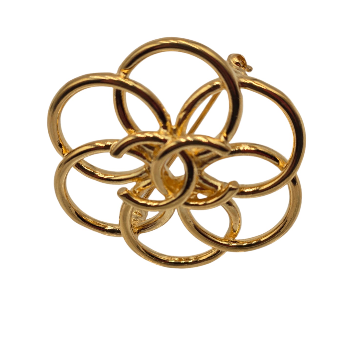 Chanel Flower Brooch Centered with CC Logo, 1996