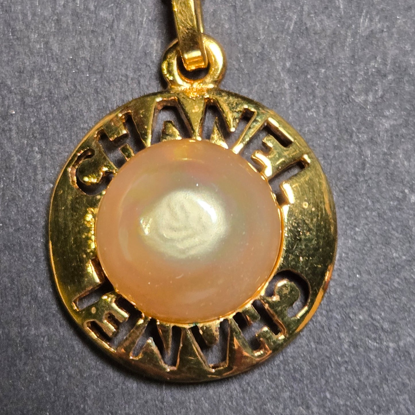 Chanel Necklace Circle GP Plated Fake Pearl Gold