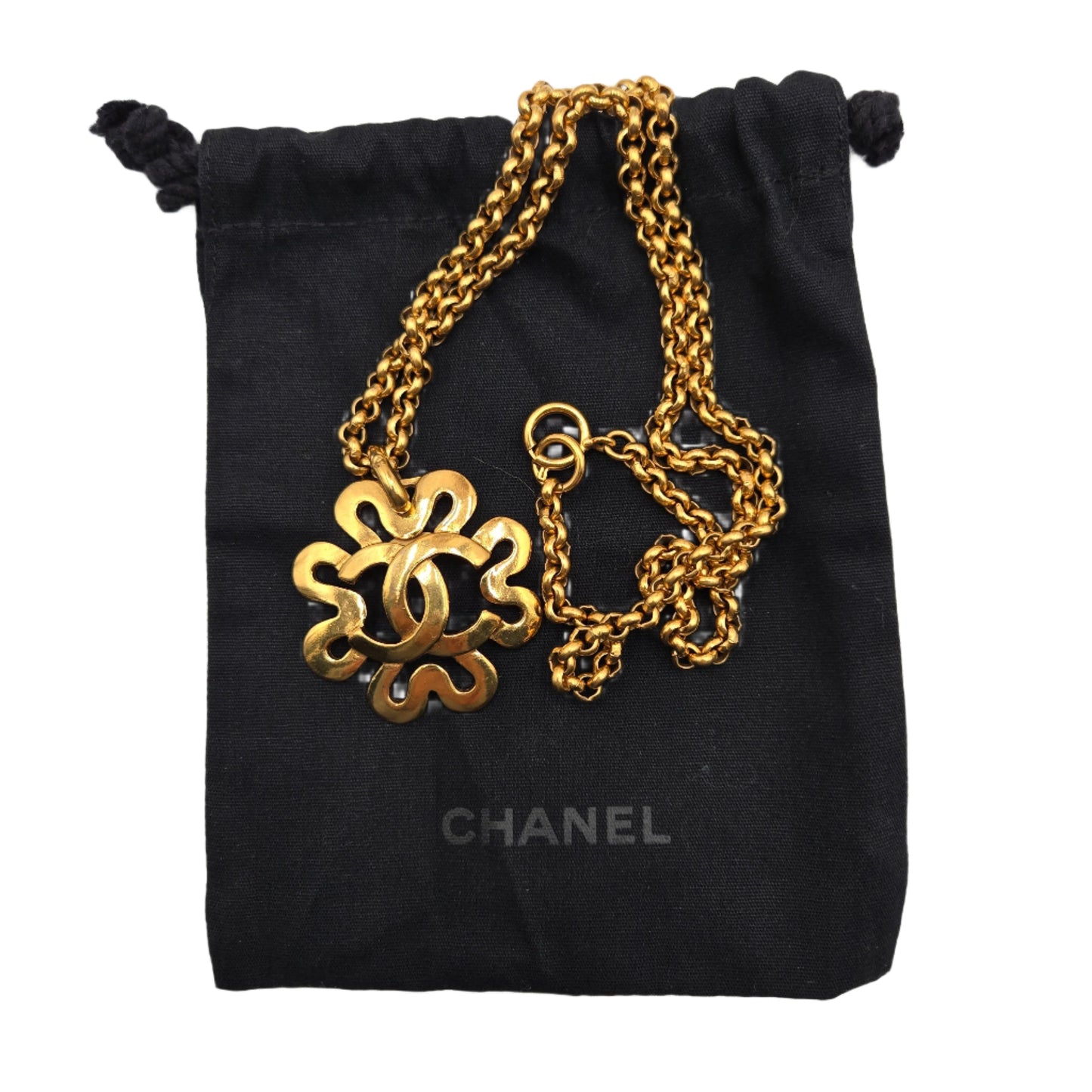 Chanel Vintage CC Clover Pendant Necklace
