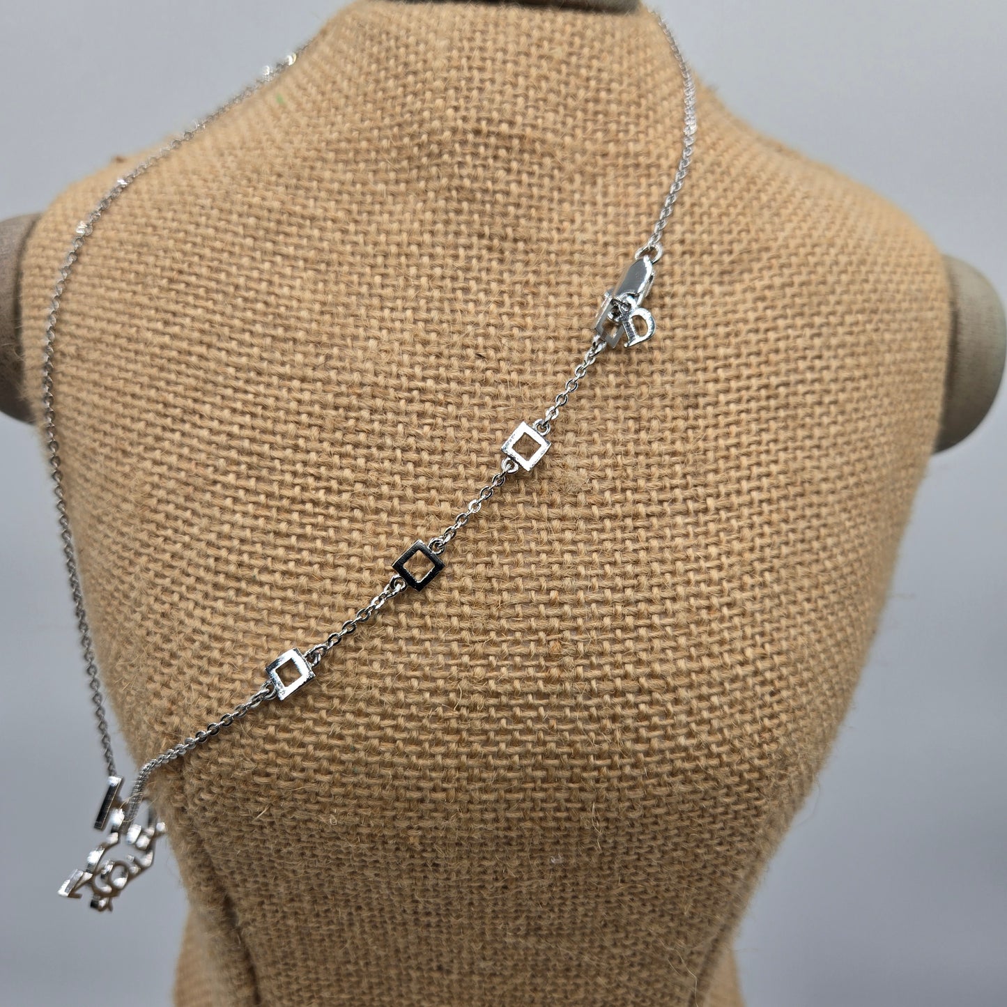 Christian Dior Necklace Heart Arrow Metal Silver - Like New