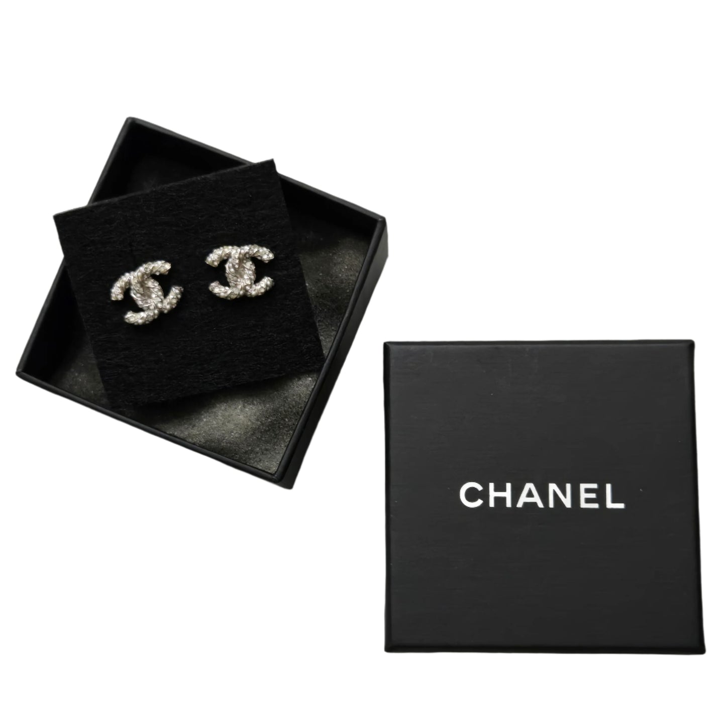 CHANEL earrings Coco Mark CC rhinestone pearl motif 18