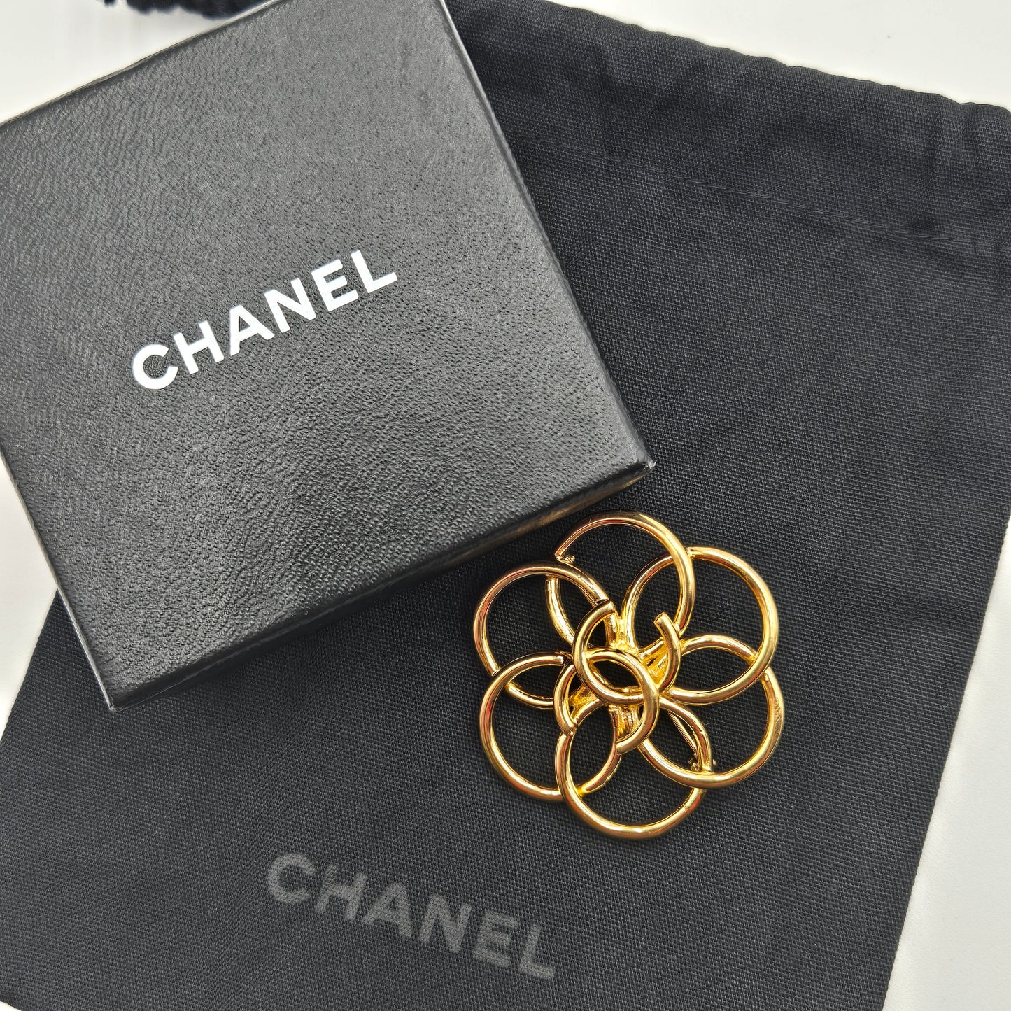 Chanel Flower Brooch Centered with CC Logo, 1996