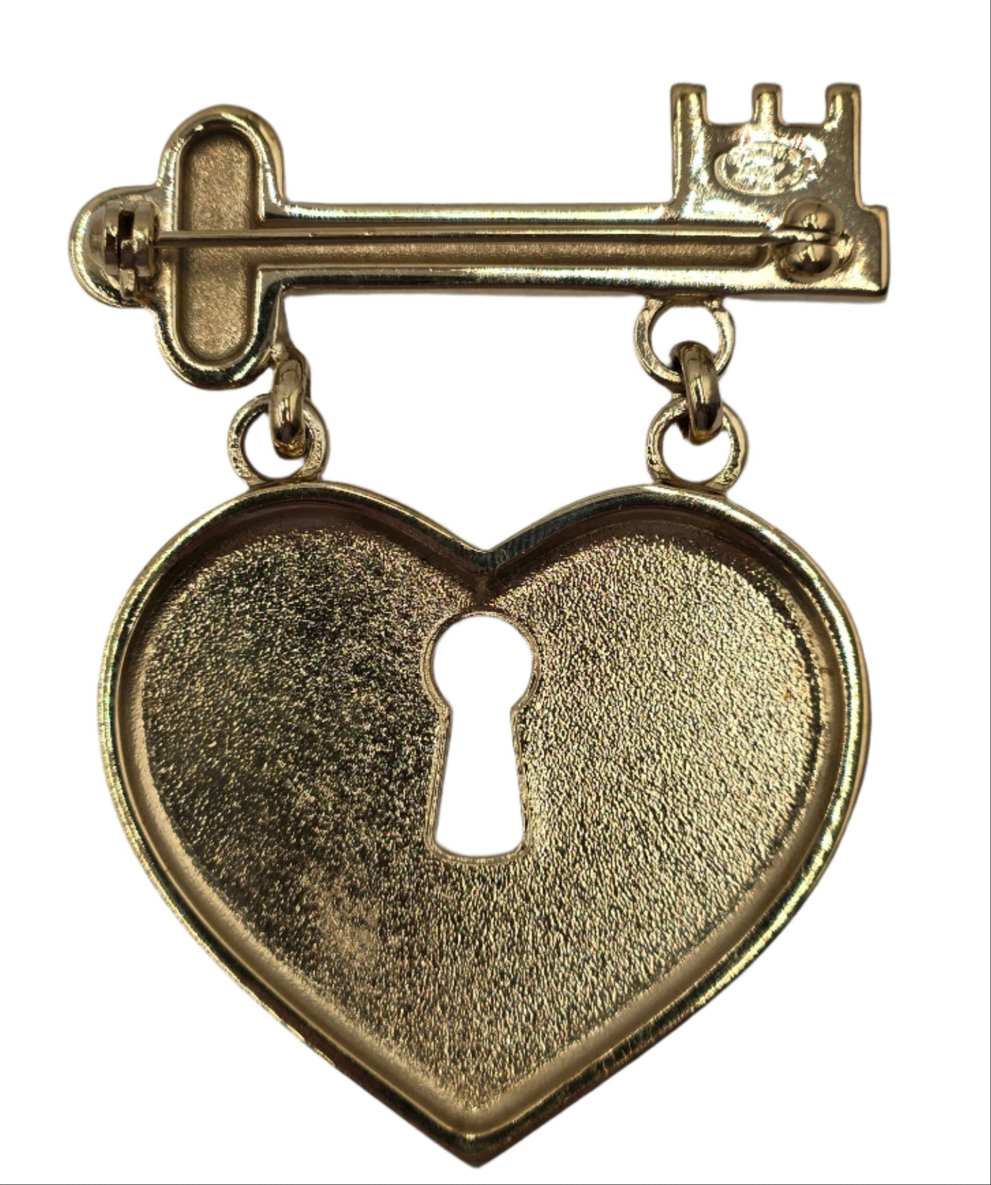 Chanel 2002 Rhinestone-Embellished Heart and Key Brooch