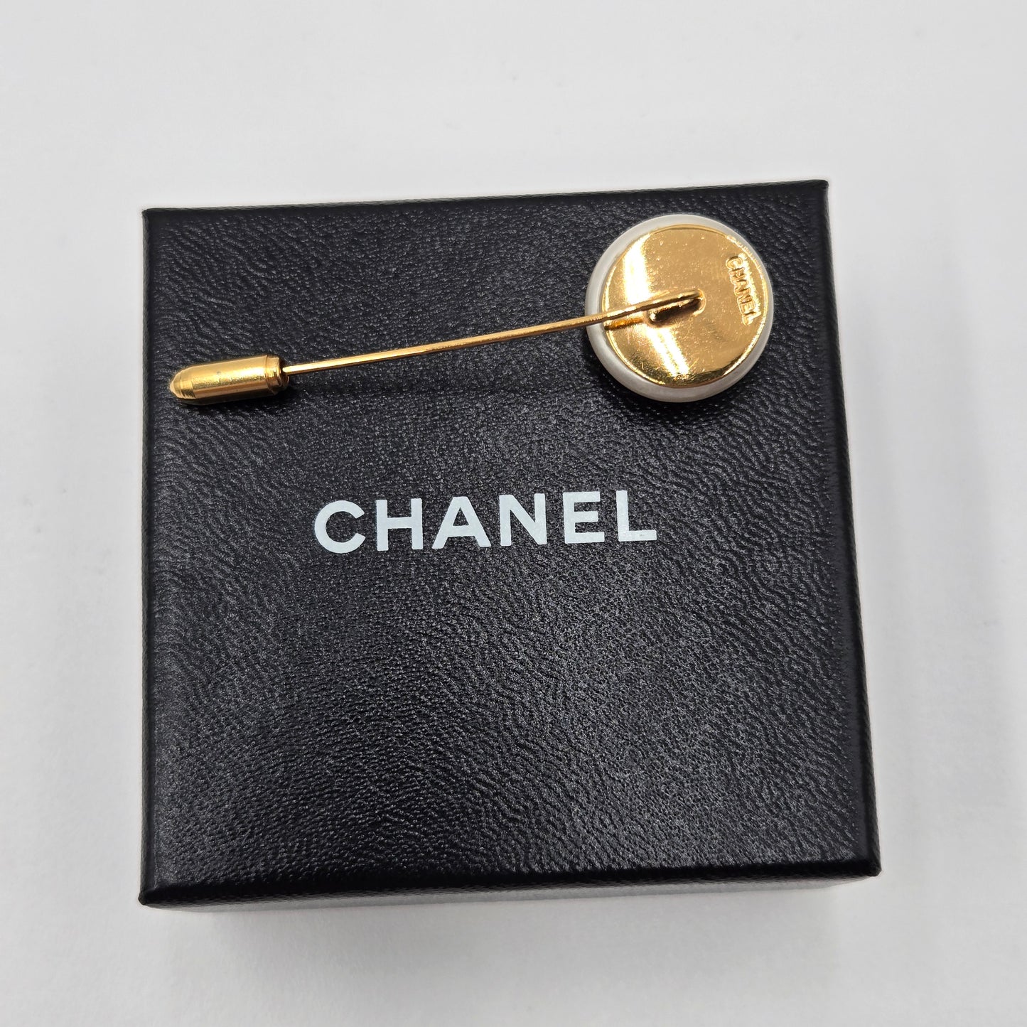 Chanel Classic Gold Plated CC Faux Pearl Pin - Vintage