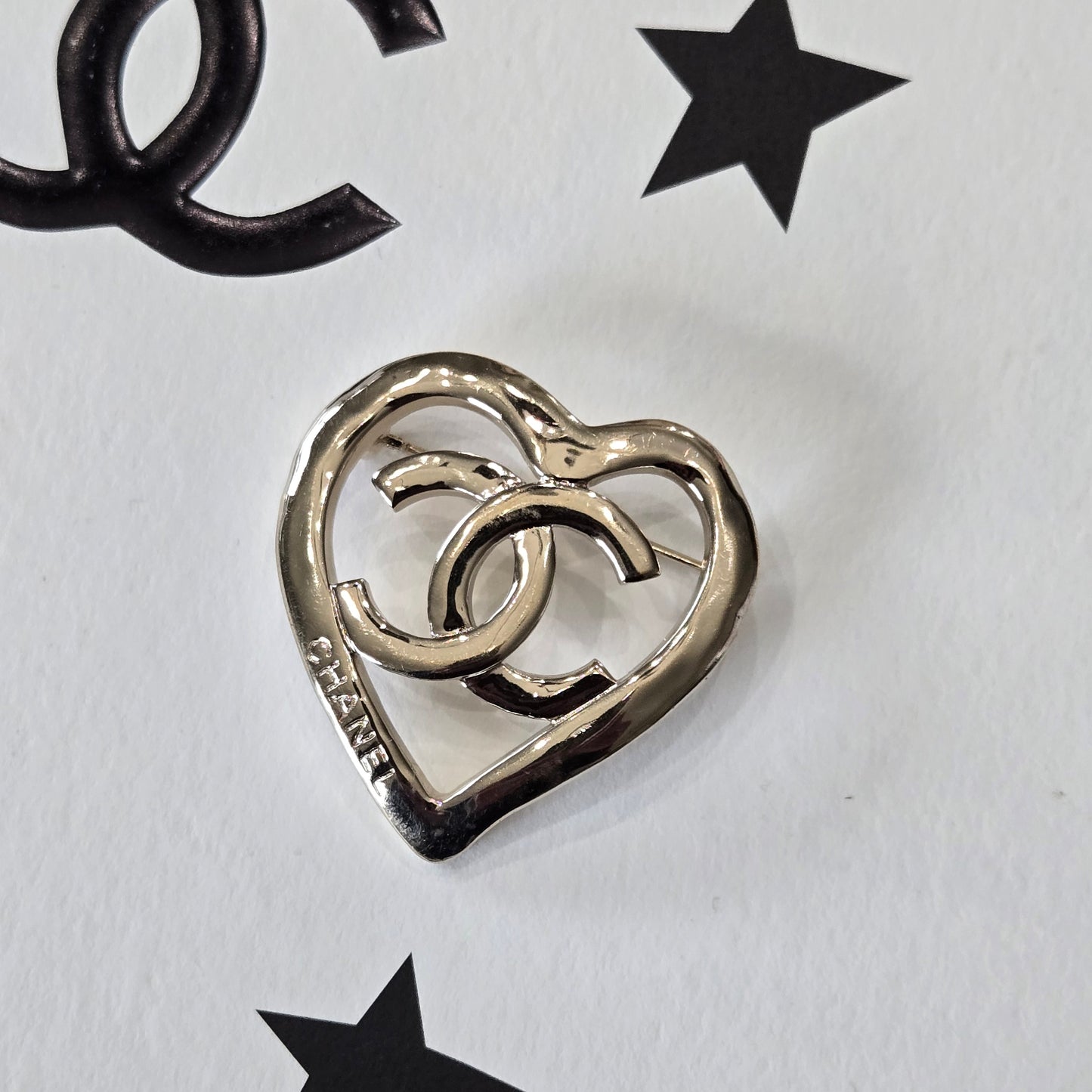 Chanel CC Heart Brooch - Authentic