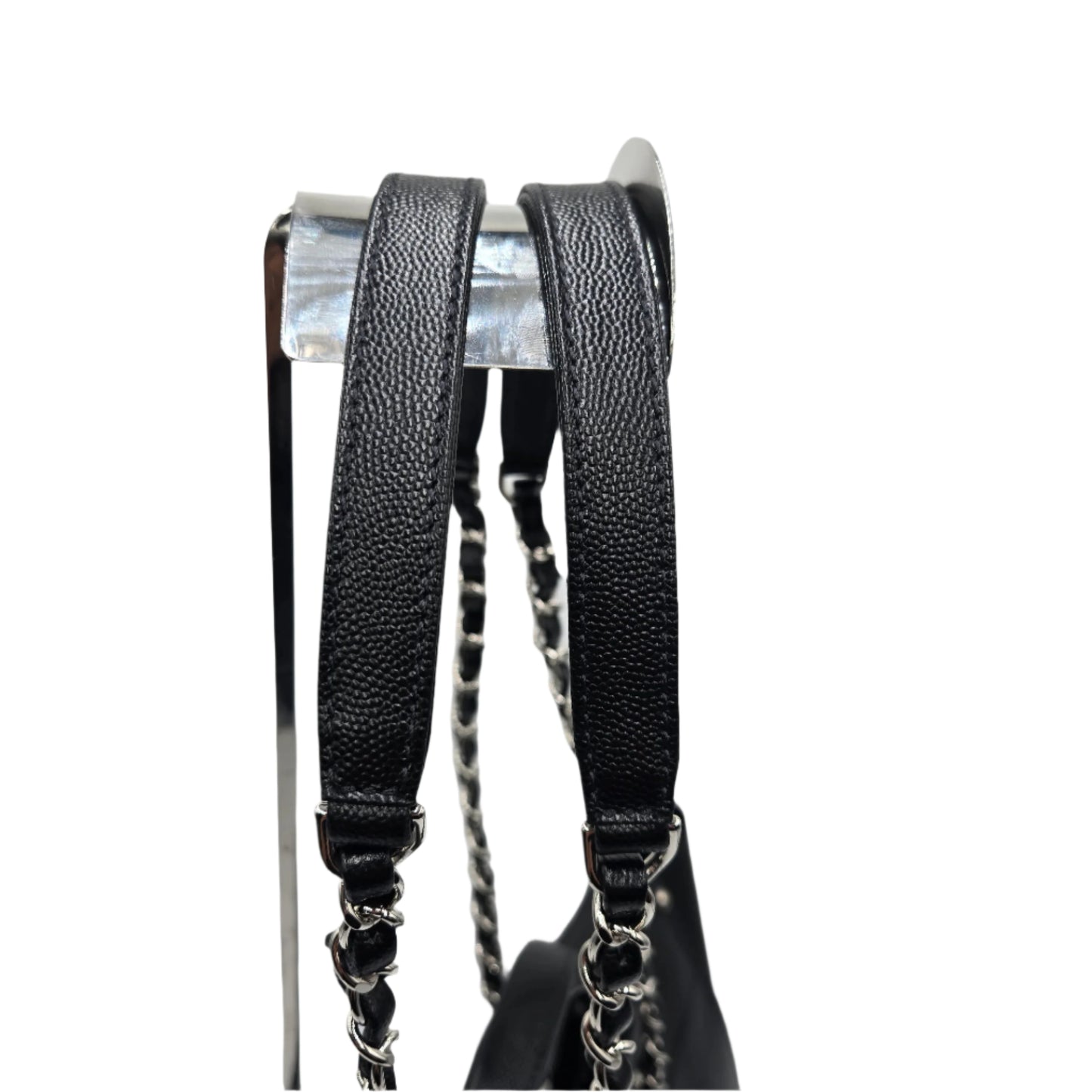 CHANEL Deauville 2way Chain Tote Shoulder Bag Studs Caviar Skin Black A57069