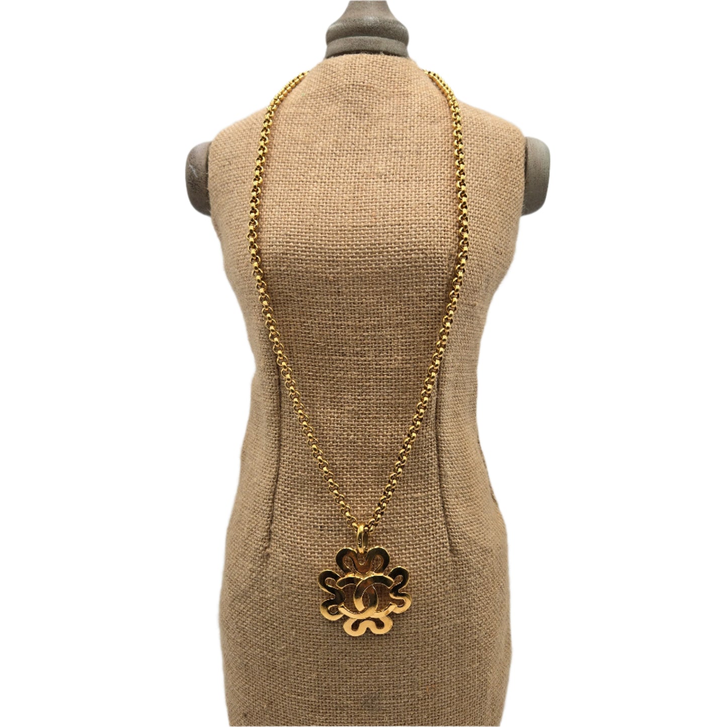 Chanel Vintage CC Clover Pendant Necklace