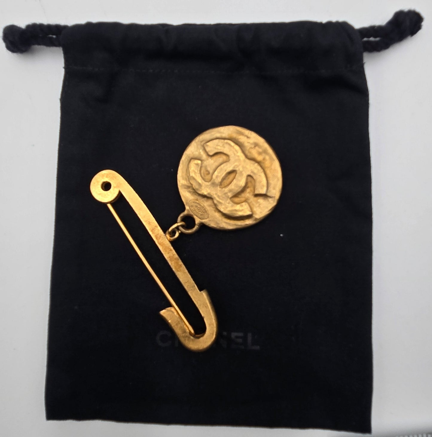 Chanel Preloved CC Gold Medallion Brooch