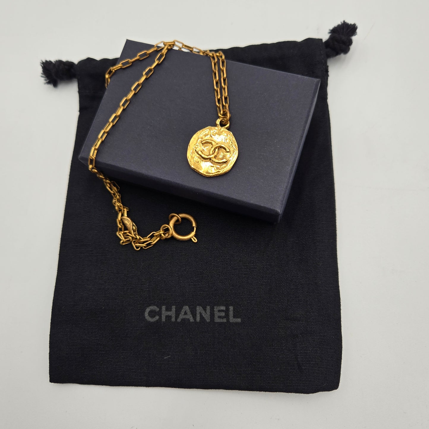 CHANEL Coco Mark GP Round Gold Necklace