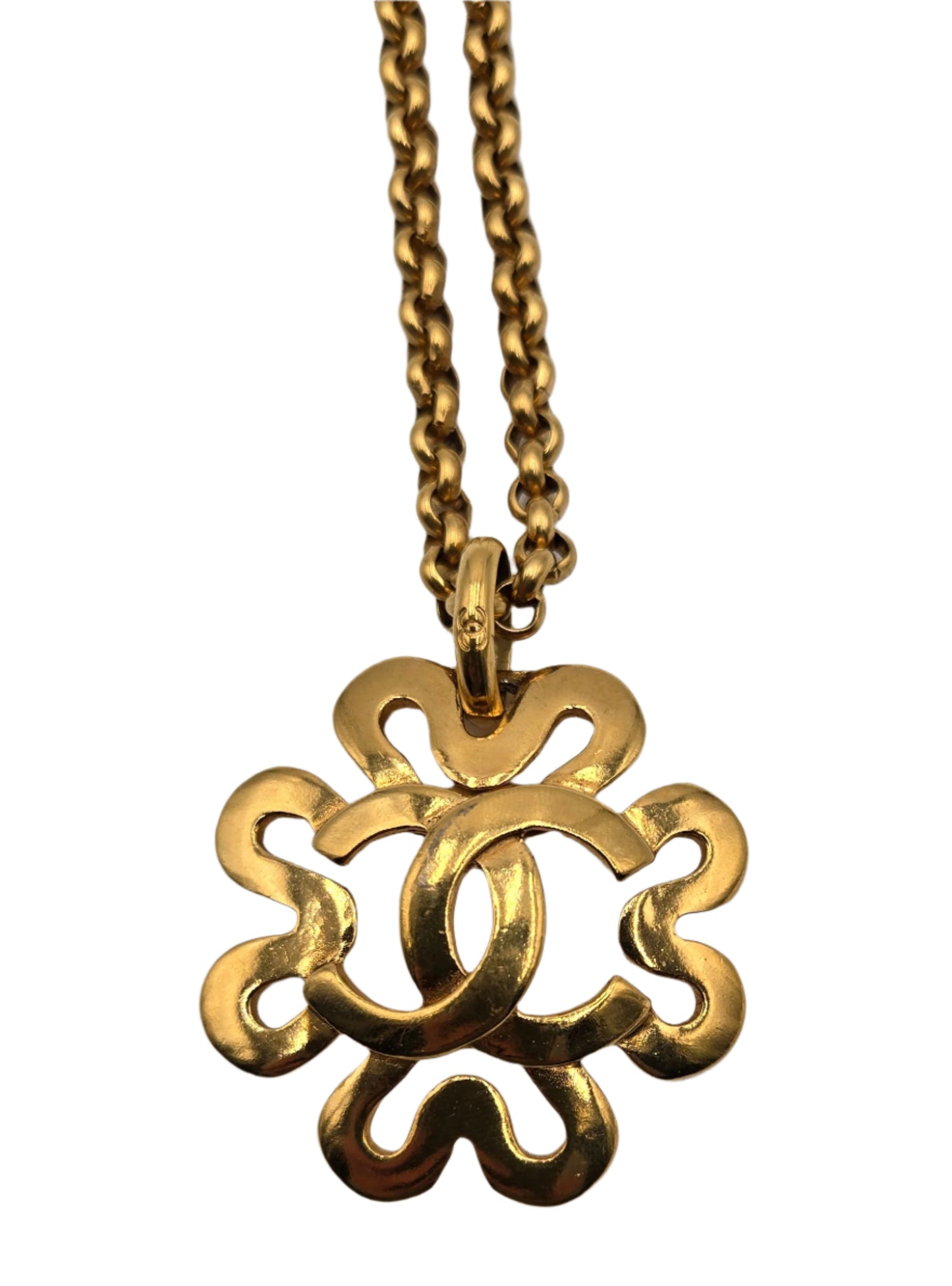 Chanel Vintage CC Clover Pendant Necklace