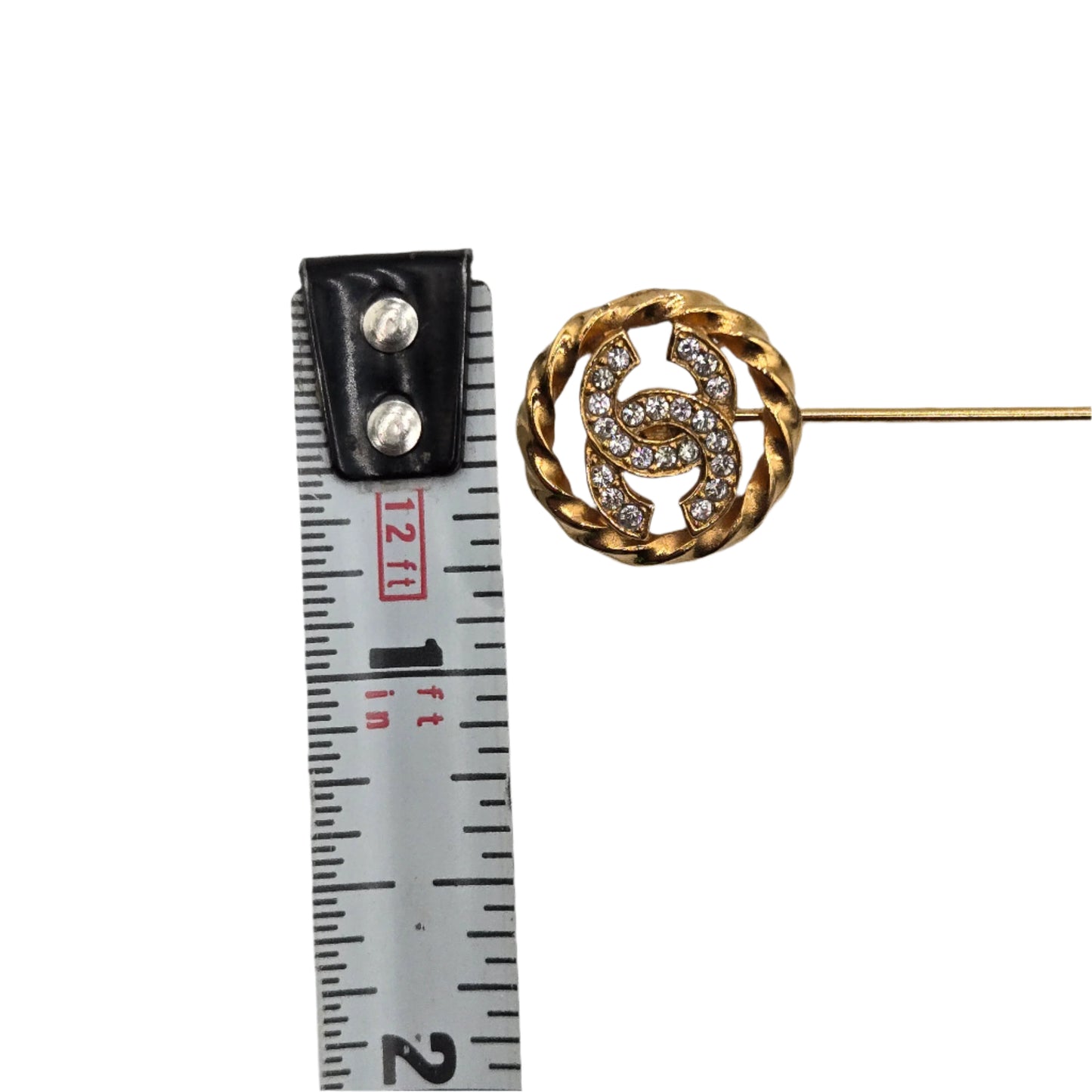 Chanel Gold Gold Plated CC Rhinestones Brooch Pin Golden