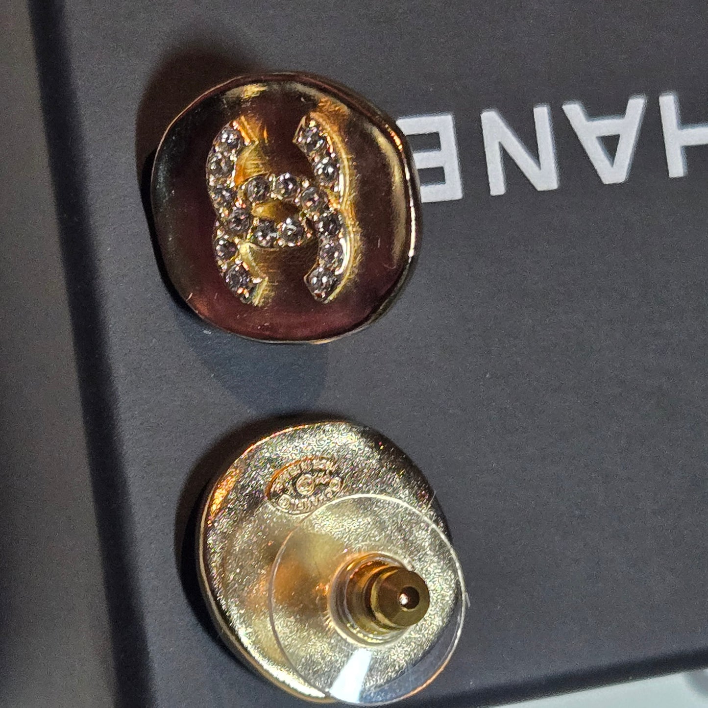 CHANEL Metal Coco Mark Rhinestone Earrings