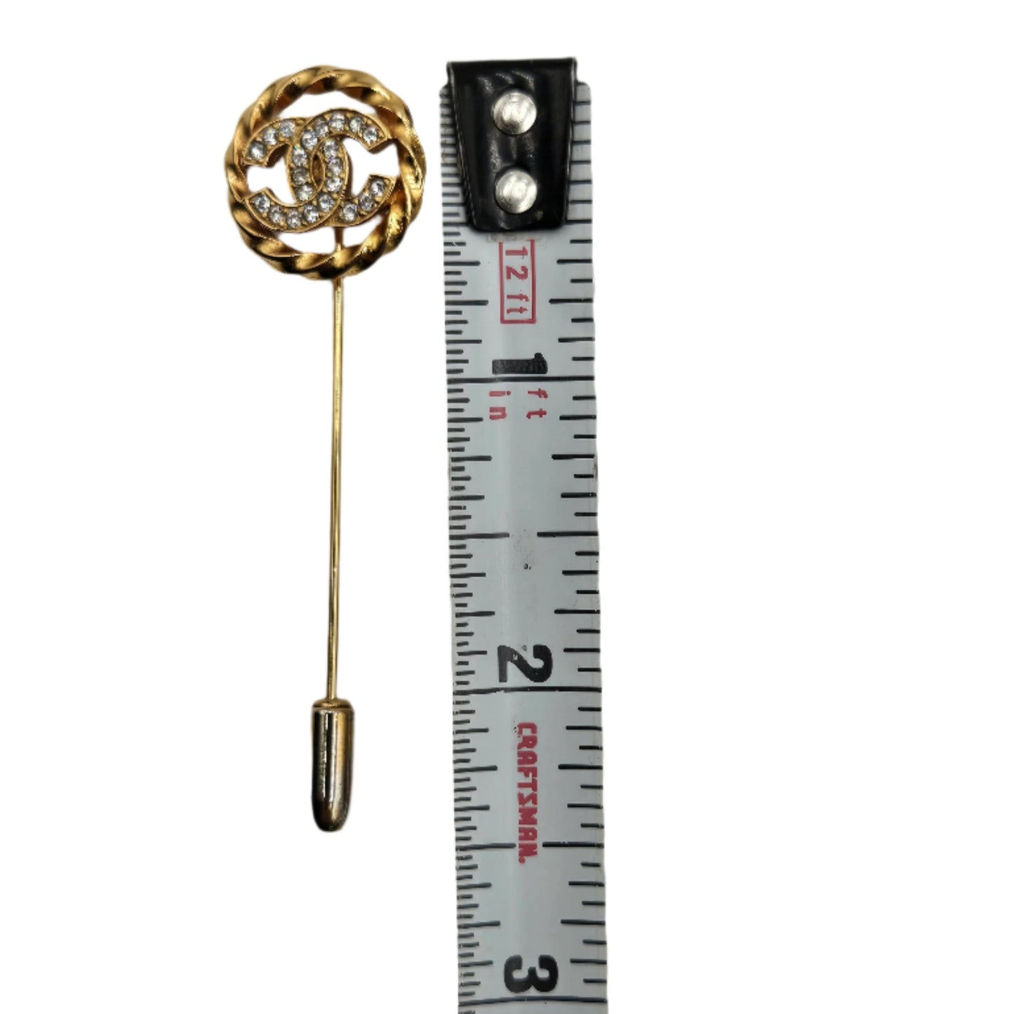 Chanel Gold Gold Plated CC Rhinestones Brooch Pin Golden