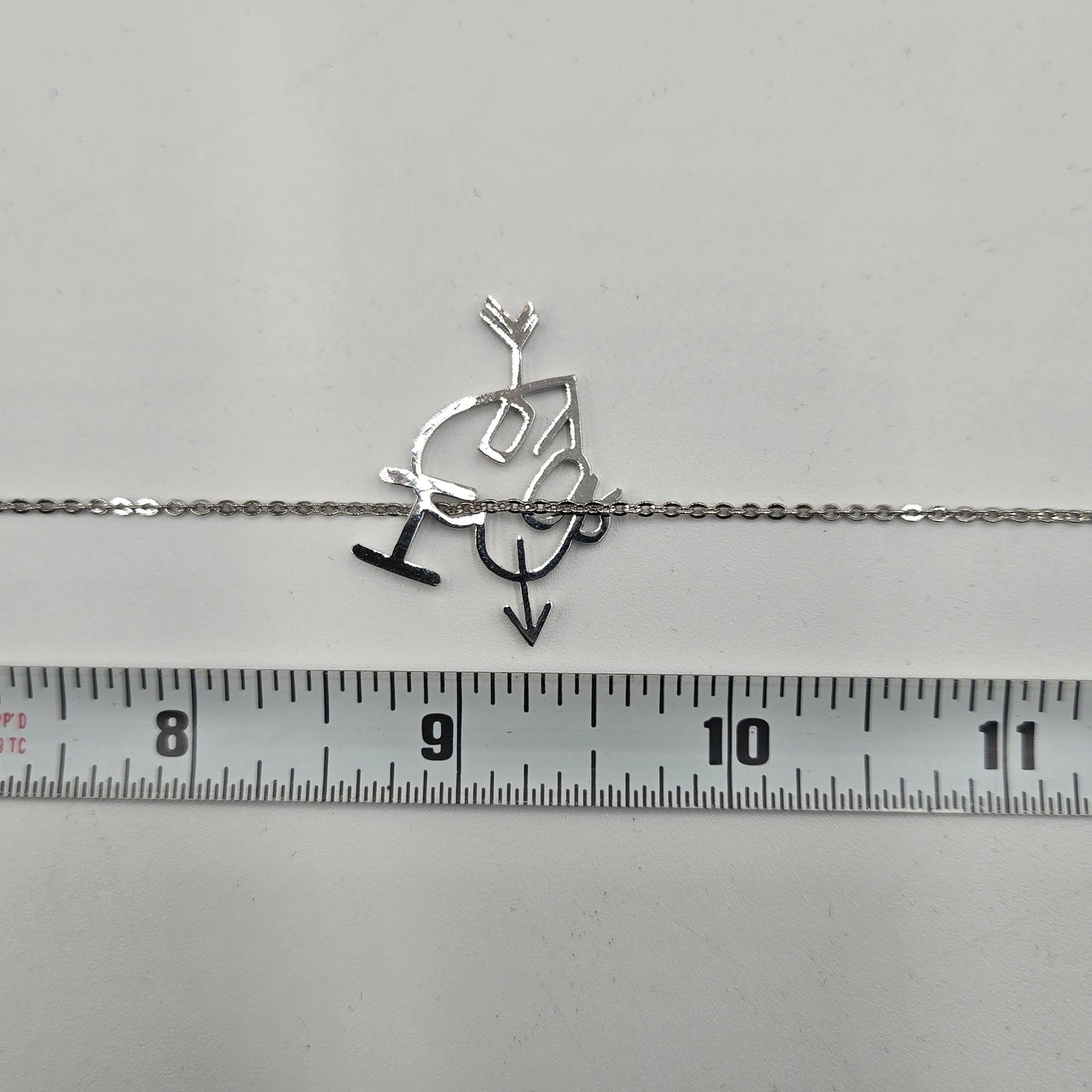 Christian Dior Necklace Heart Arrow Metal Silver - Like New