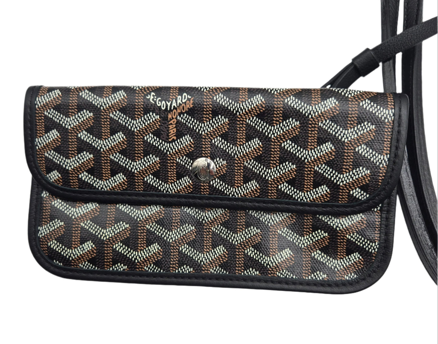 GOYARD Saint Louis PM Tote Bag Leather Herringbone Black Silver Hardware- NEW