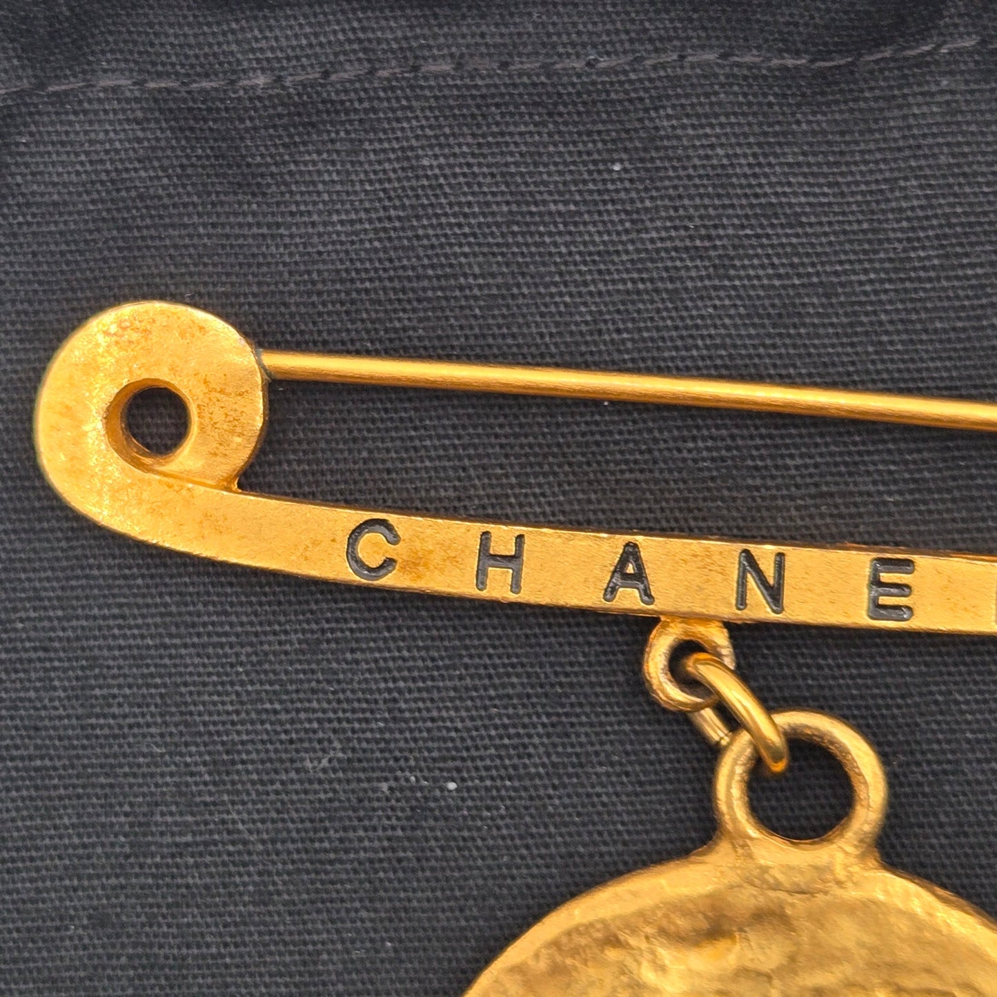 Chanel Preloved CC Gold Medallion Brooch