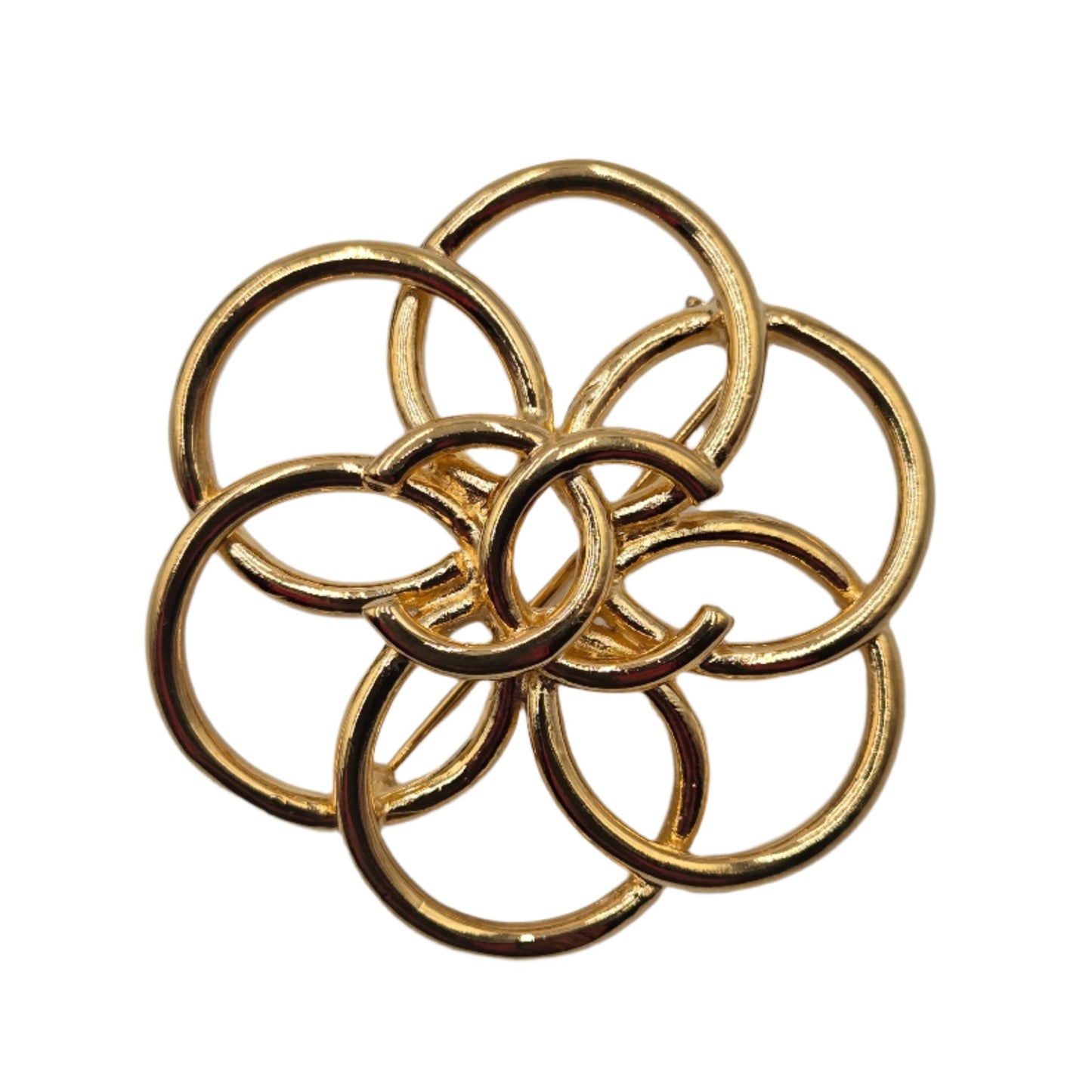 Chanel Flower Brooch Centered with CC Logo, 1996
