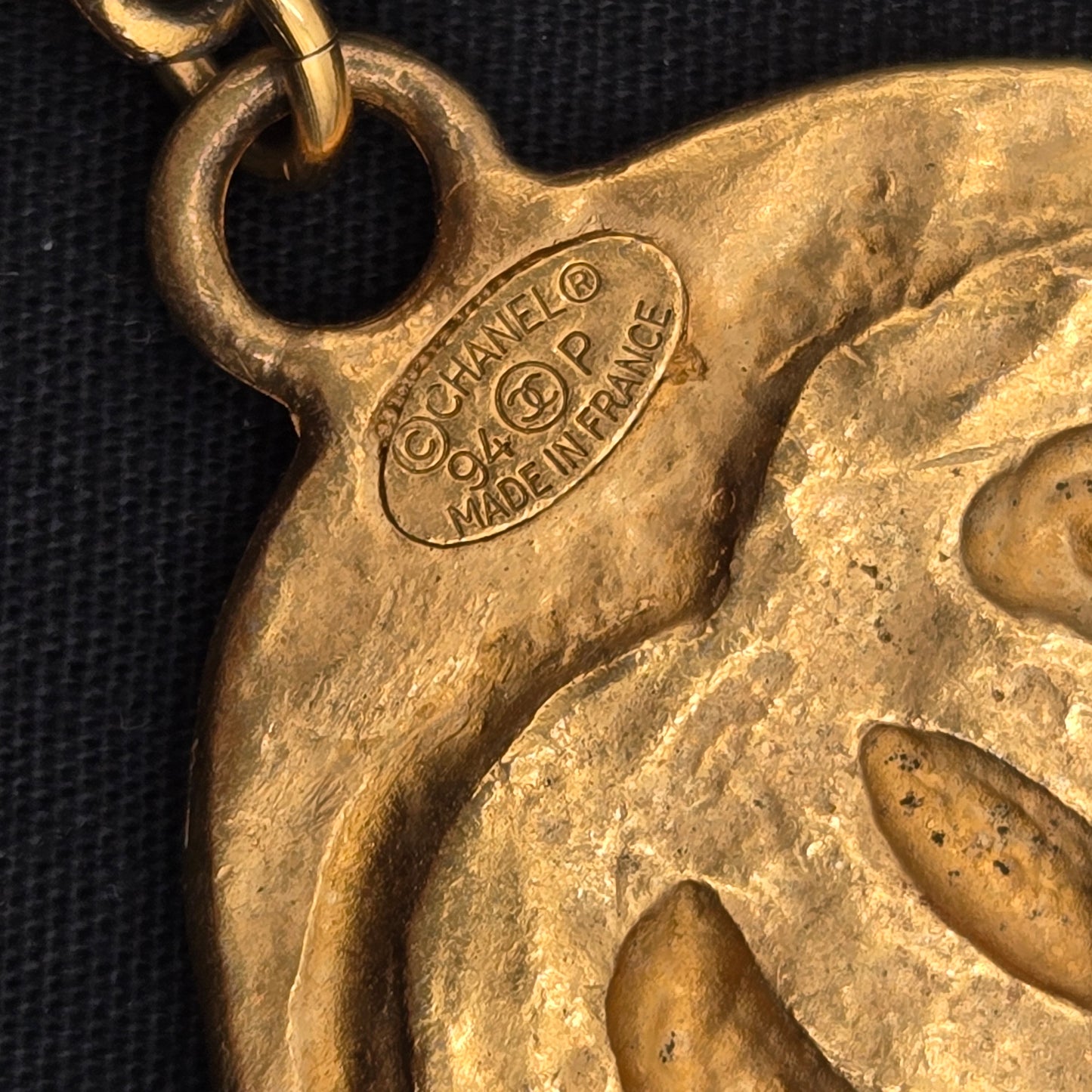 Chanel Preloved CC Gold Medallion Brooch