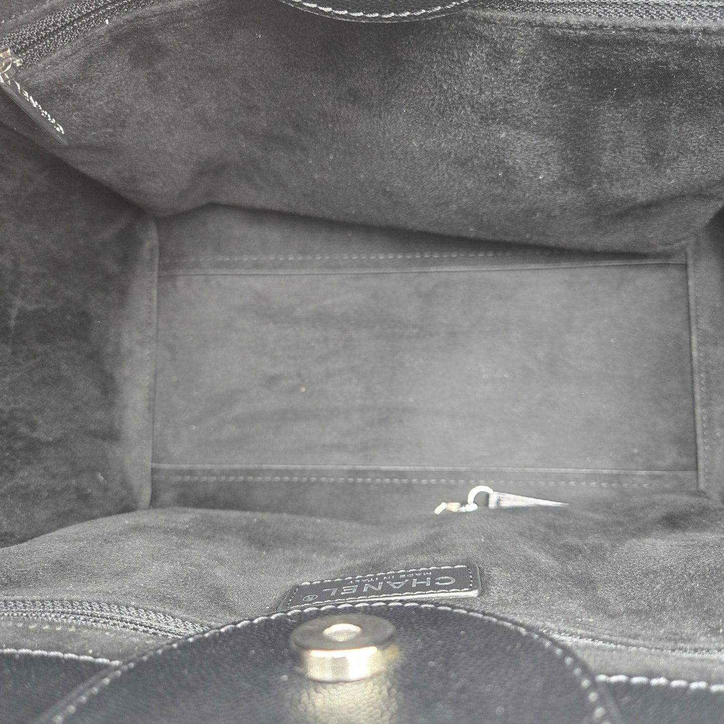 CHANEL Deauville 2way Chain Tote Shoulder Bag Studs Caviar Skin Black A57069