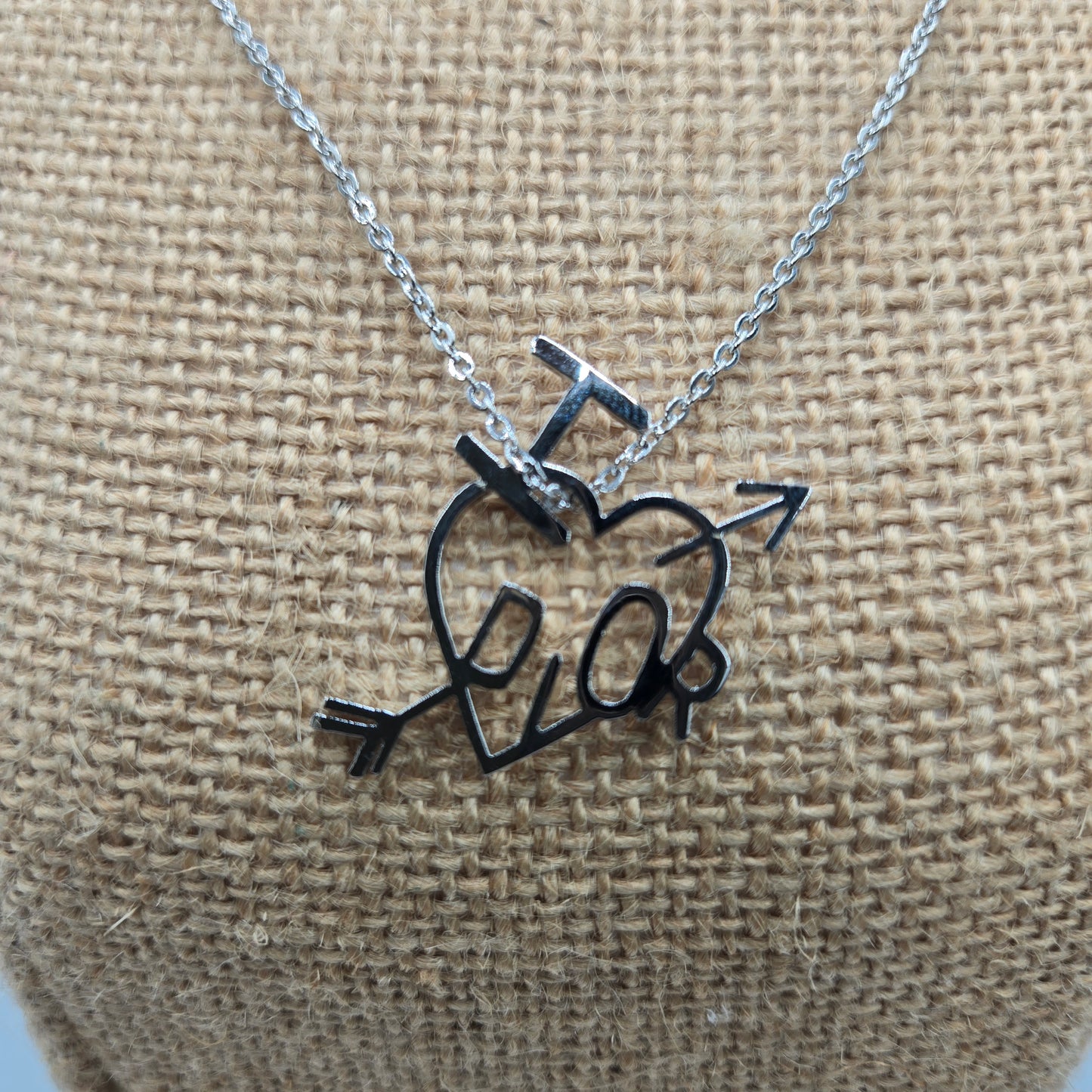 Christian Dior Necklace Heart Arrow Metal Silver - Like New